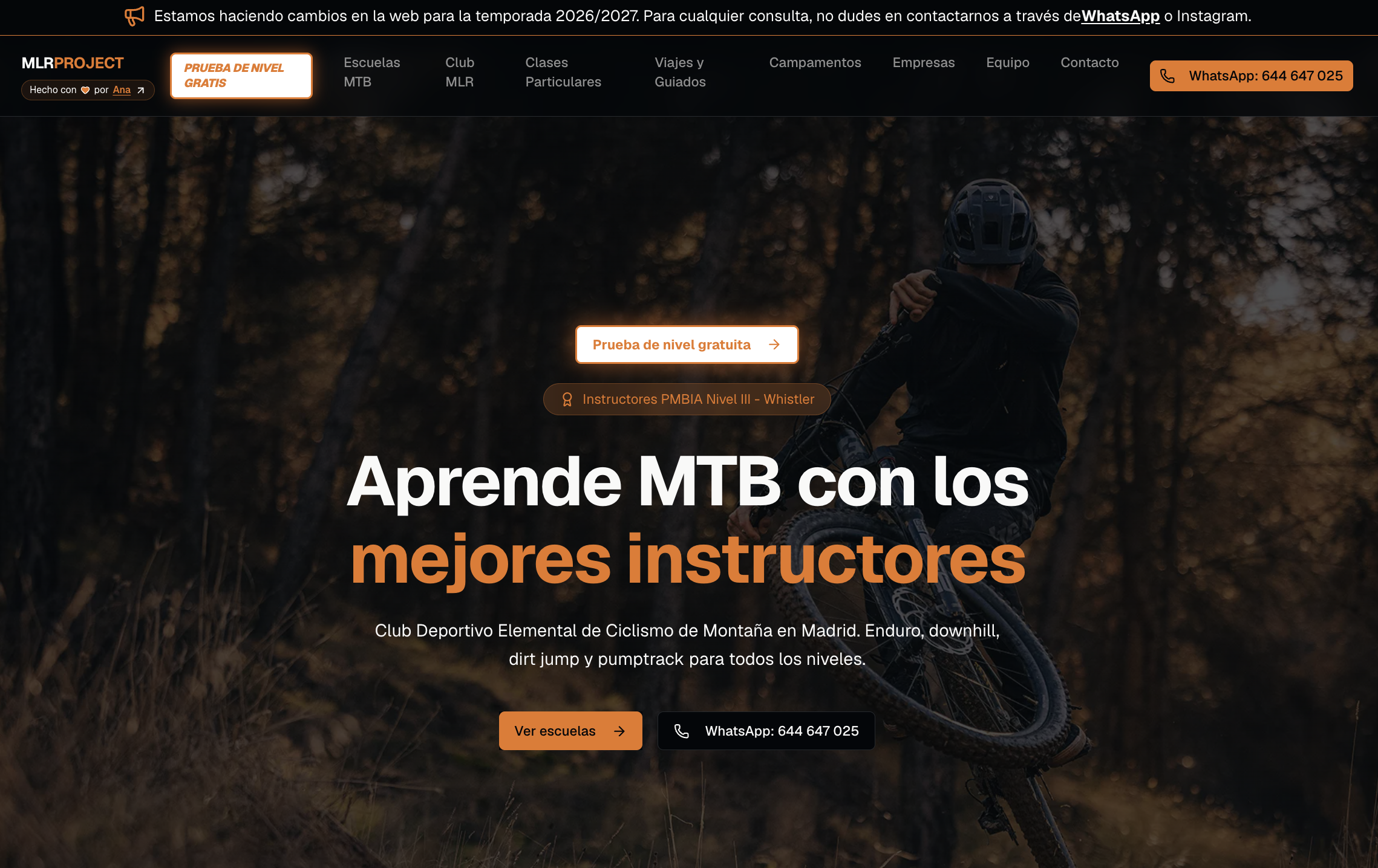 MLR Project MTB — Escuela de Mountain Bike